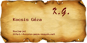 Kocsis Géza névjegykártya